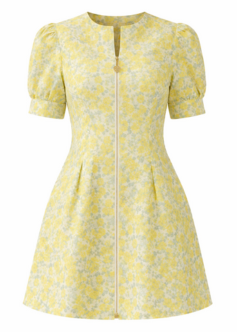 Lemon Jacquard Dress