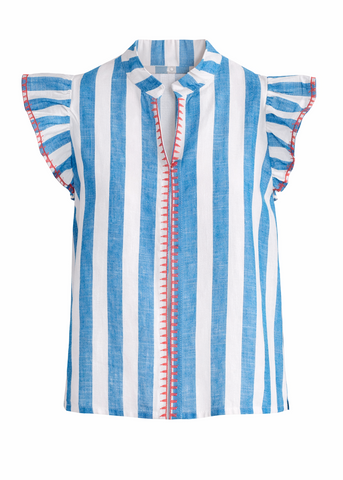 Flutter Sleeve Striped Top