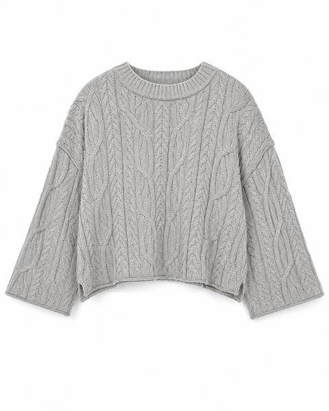 Cozy Cable Knit Cropped Pullover Sweater