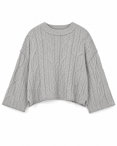 Cozy Cable Knit Cropped Pullover Sweater