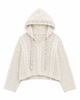 Oversize Fit V-Neck Hooded Cable Knit Chenille Sweater