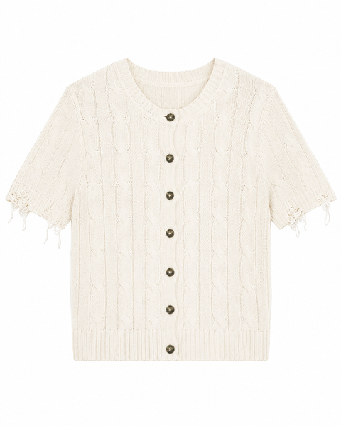 Casual Comfort Look Round Neck Cable Sweater Top