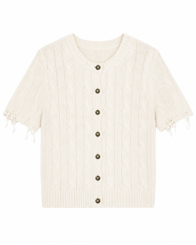 Casual Comfort Look Round Neck Cable Sweater Top