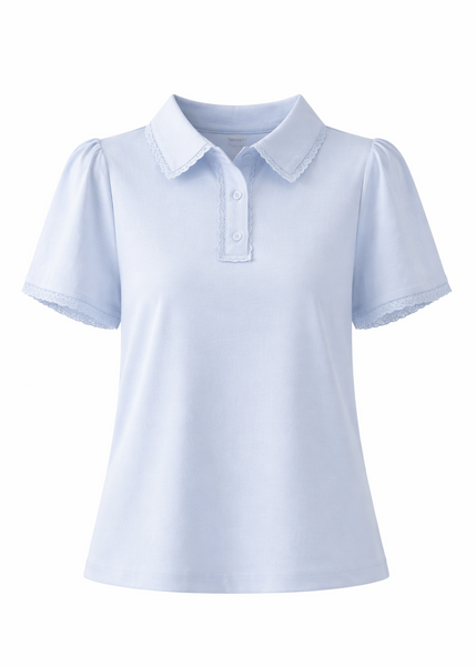 Lace Trim Polo Top
