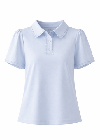 Lace Trim Polo Top