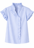 Oxford Stripe Ruffle Top
