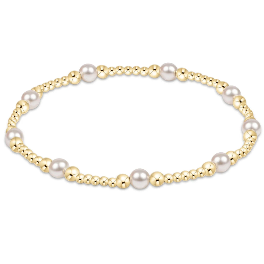 Classic Purpose Pattern 4mm bead bracelet - pearl
