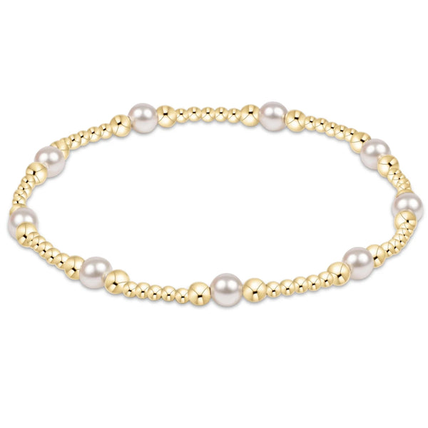 Classic Purpose Pattern 4mm bead bracelet - pearl