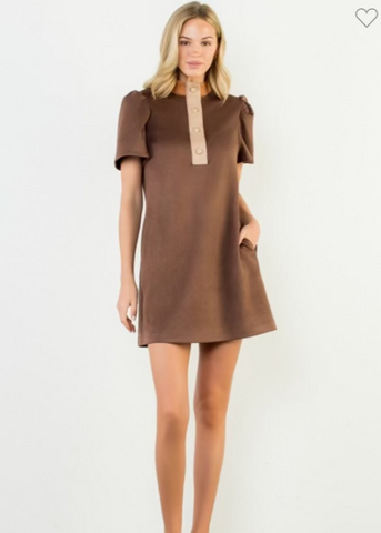 Colorblock Suede Dress