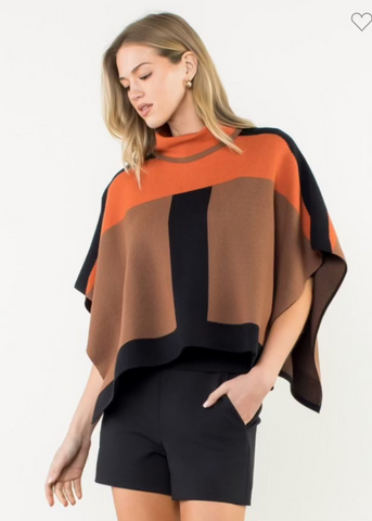 Turtleneck Knit Poncho