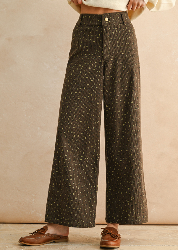 Embroidered Corduroy Pants
