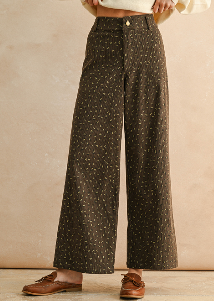 Embroidered Corduroy Pants