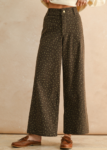 Embroidered Corduroy Pants