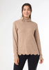 Ariana Turtleneck Top with Scalloped Trim