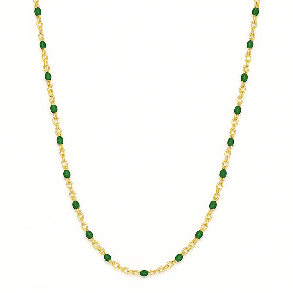 Evie Green Dainty Enamel Beaded Necklace