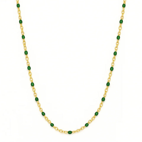 Evie Green Dainty Enamel Beaded Necklace