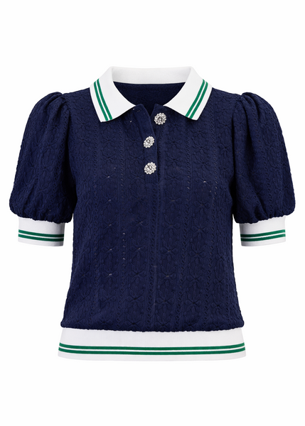 Eyelet Lace Puff Top