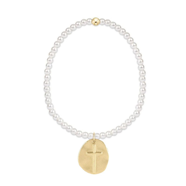 Classic Pearl 4mm Bead Bracelet - Inspire Gold Charm