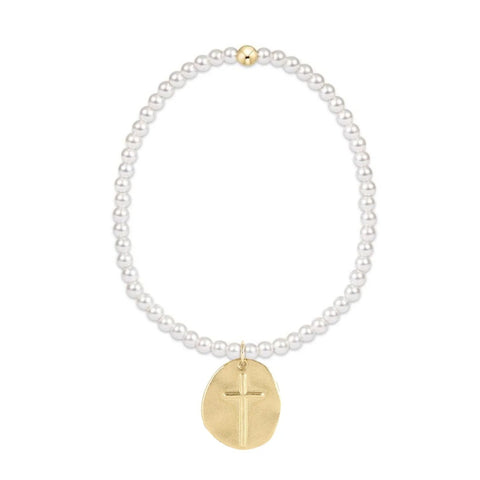 Classic Pearl 4mm Bead Bracelet - Inspire Gold Charm