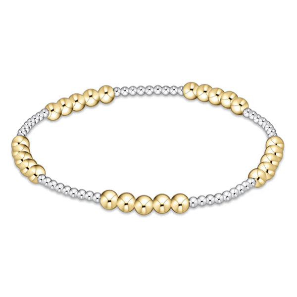 Classic Blissful Pattern 2mm Bead Bracelet - 4mm Mixed Metal