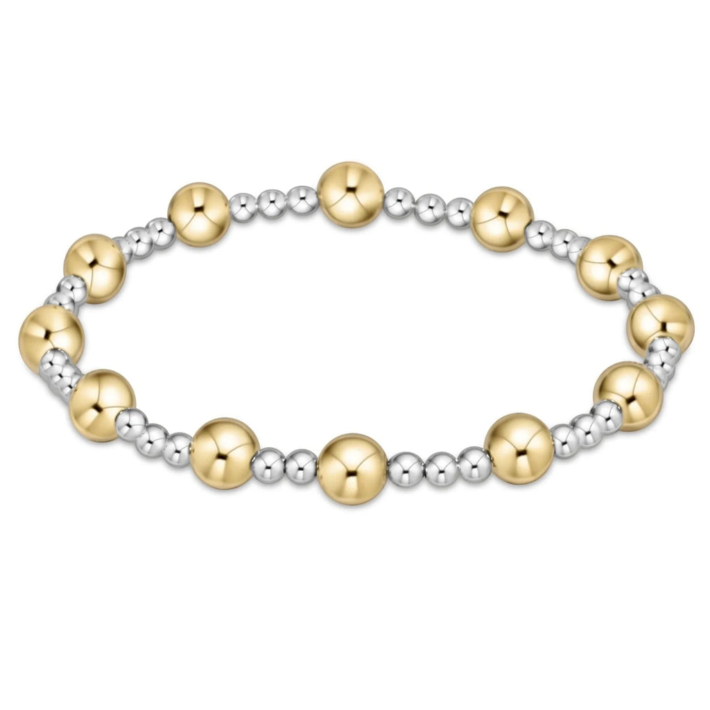 Classic Sincerity Pattern 6mm Bead Bracelet – Mixed Metal