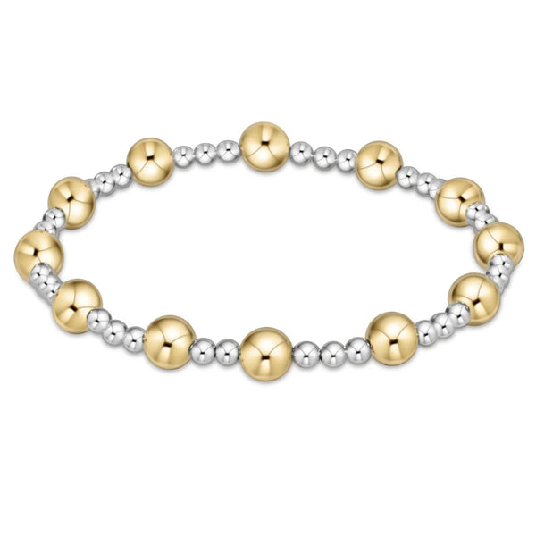 Classic Sincerity Pattern 6mm Bead Bracelet – Mixed Metal