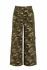 Camo Print Wide Leg Denim Pants