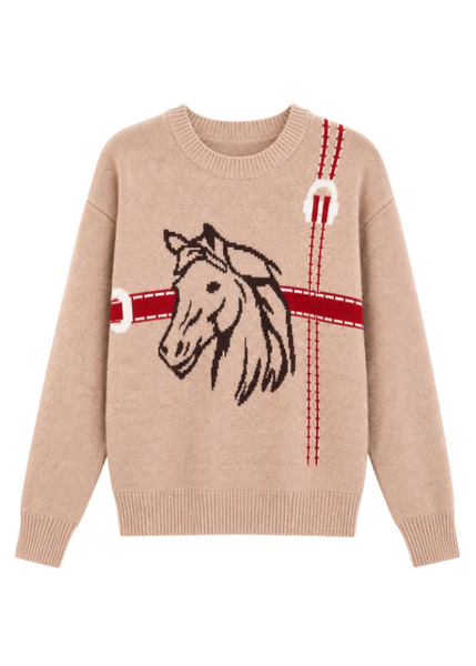 Horse Head Print Sweater