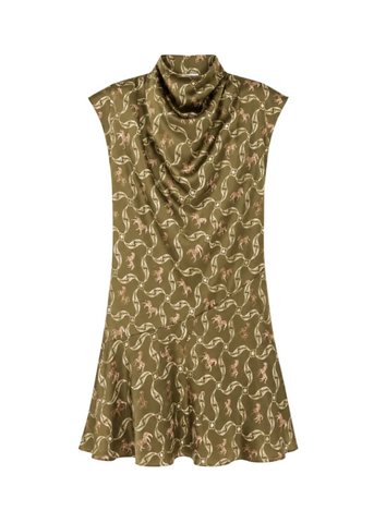 Silk Horse Print Sleeveless Dress