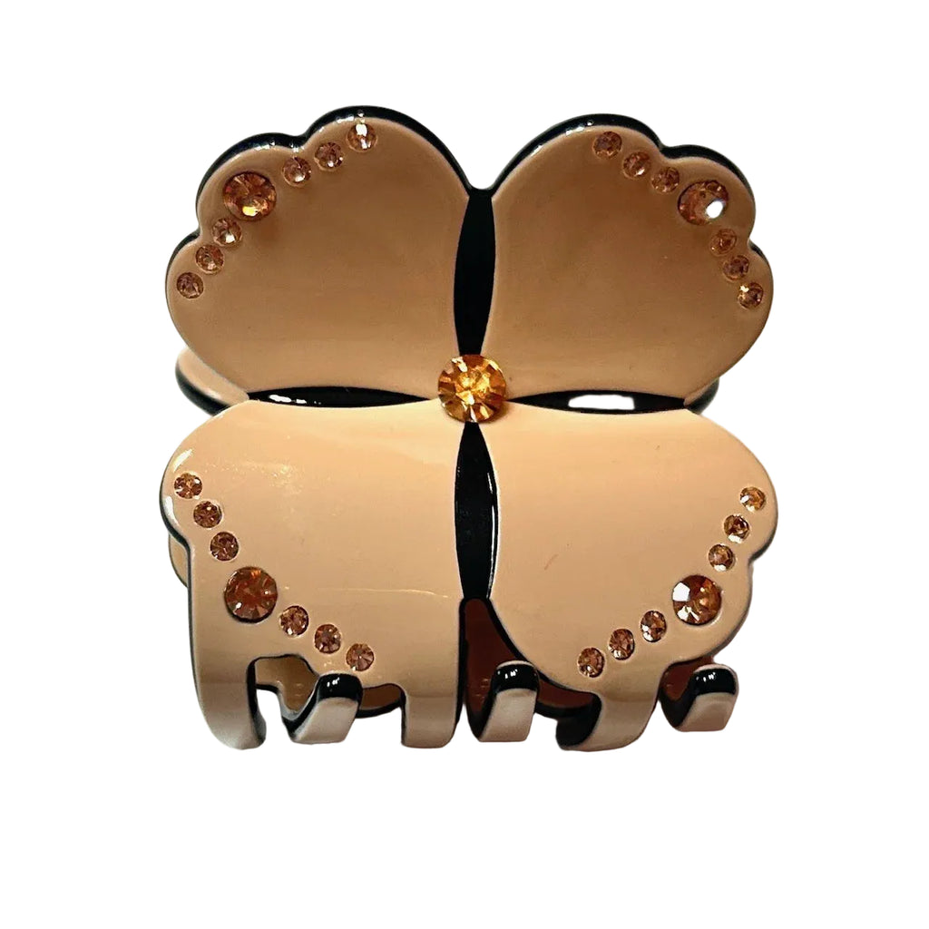 Jeweled Four Leaf Clover Jaw Clip
