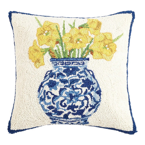 Chinoiserie Vase Daffodils Hook Pillow
