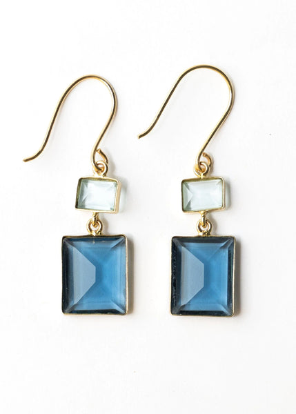 Veronica Two Tone Color Cut Glass Dangle Earring