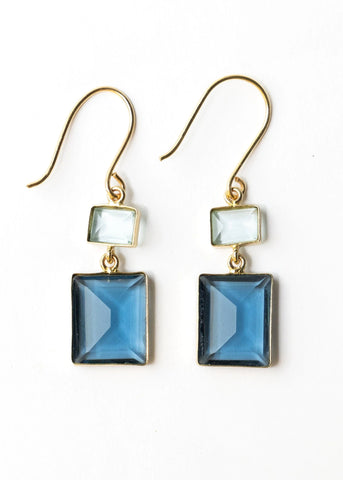 Veronica Two Tone Color Cut Glass Dangle Earring