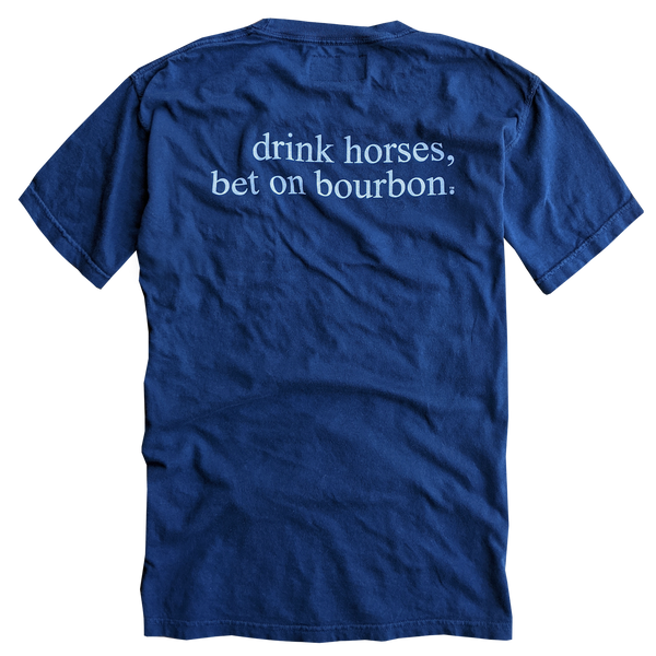 DRINK HORSES, BET ON BOURBON POCKET TEE (NAVY)
