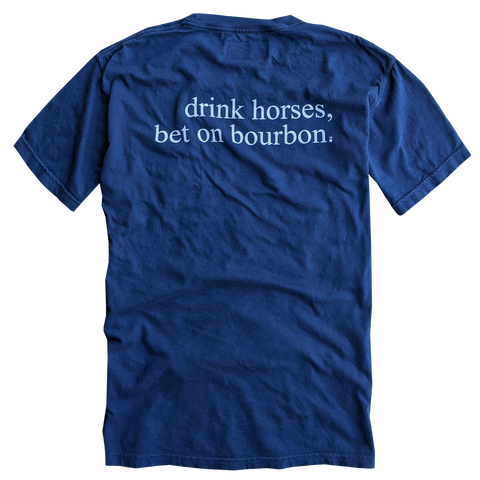 DRINK HORSES, BET ON BOURBON POCKET TEE (NAVY)