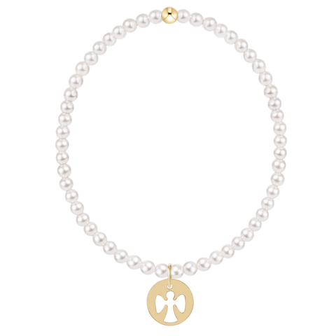 Classic Pearl 3mm Bracelet - Guardian Angel Gold Disc