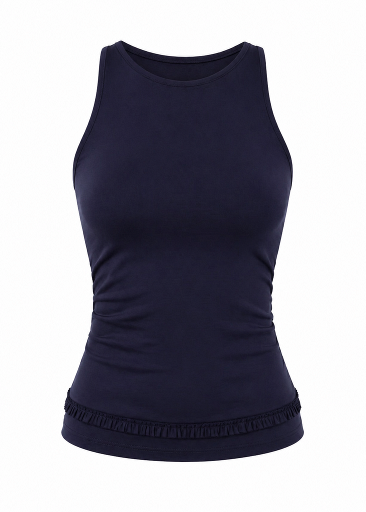 Avalon Ruffle Tank - Navy