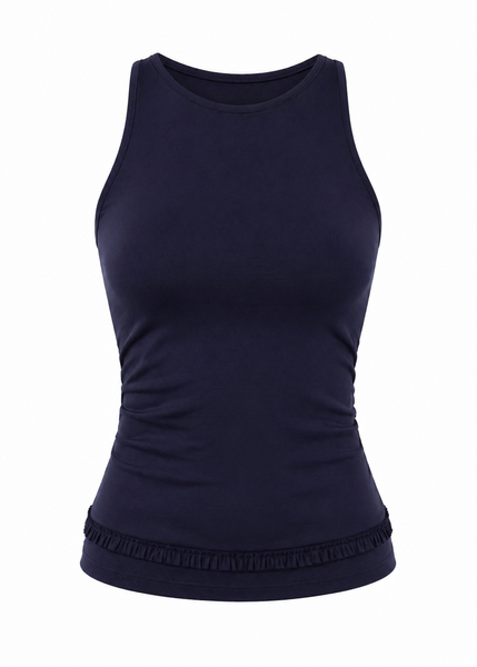 Avalon Ruffle Tank - Navy