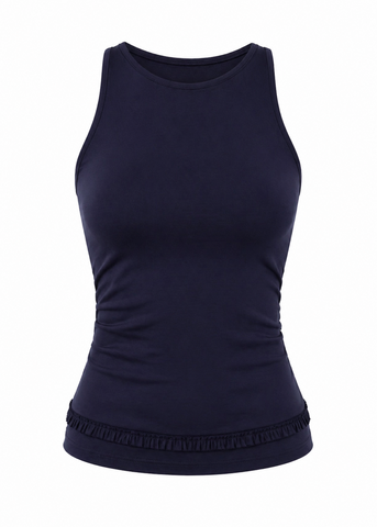 Avalon Ruffle Tank - Navy