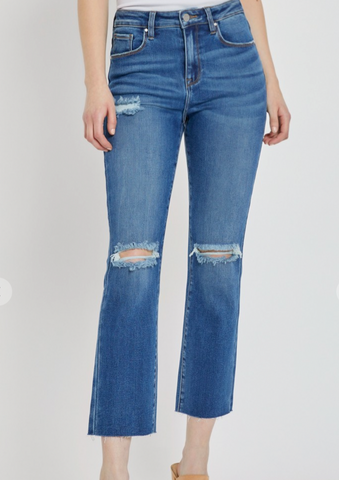 High Rise Ankle Straight Jeans