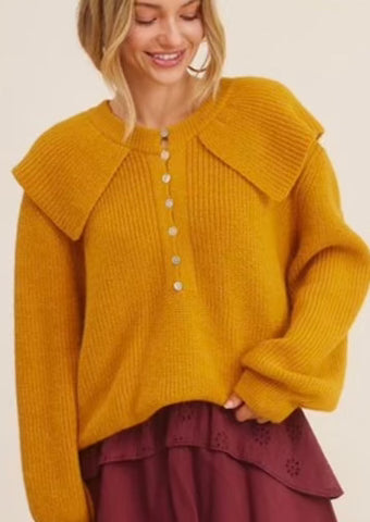 Mustard Ruffle Sweater Top