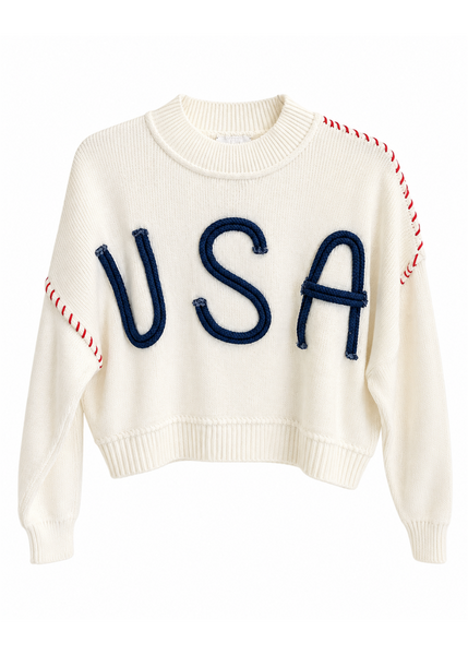 USA Rope Letter Sweater