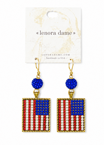 American Flag Rhinestone Earrings
