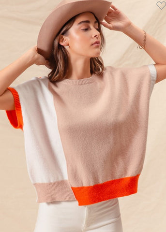 Color Block Sweater Top