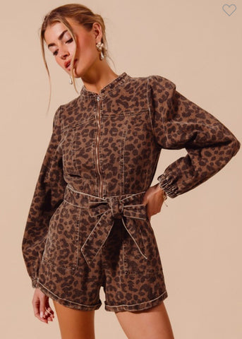 Leopard Twill Romper