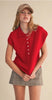 Cap Sleeve Collared Sweater Vest