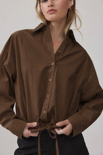 Drawstring Hem Relaxed Shirt