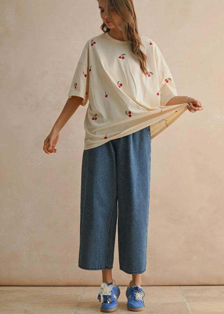 Cherry Embroidered Tee