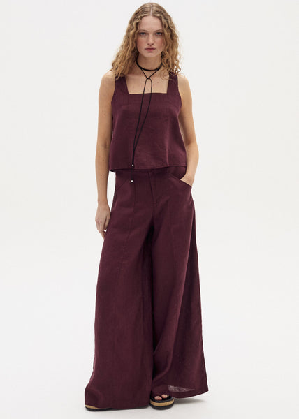 Vincent Linen Pants - Deep Merlot