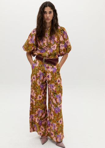 Culotte Linen Pants - Marly print